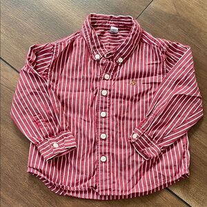 Red Striped Kids button down Shirt, 3T